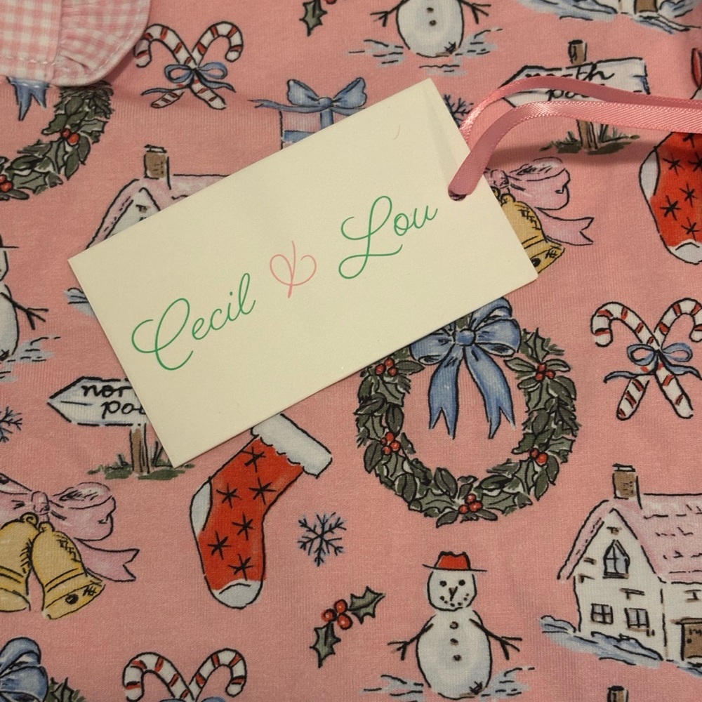 Cecil & Lou pink Christmas Top Size 10, - Picture 2 of 4